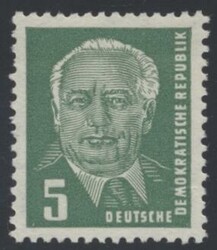 322b X II  1952, 5 Pf Pieck in grün mit Wasserzeichen II, postfrisch ...