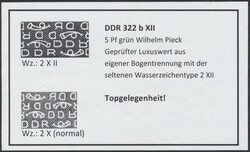 322b X II  1952, 5 Pf Pieck in grün mit Wasserzeichen II, postfrisch ...