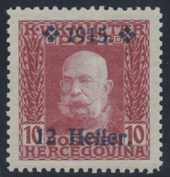 94 IV  1915, 12 auf 10 Heller hellkarmin in Type IV, postfrisch, ...