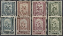 142-143 Probedrucke  1918, Invalidenfürsorge: 8 gezähnte ...