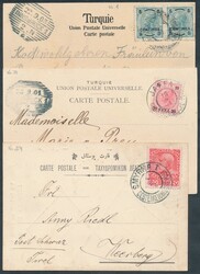 3 Belege Levante nach Tirol  1901/8, drei Ansichtskarten aus der ...