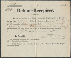Retour-Recepisse  1866, Retour-Recepisse von Pancsova vom 18. ...