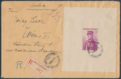 Block 1  1938, Einschreibebrief mit Blockfrankatur vom Hotel Bristol ...