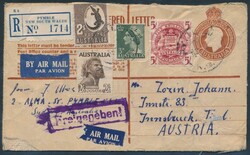 Pymble-Innsbruck  1950 ca., Reko-Flugpostbrief von Pymble (New South ...