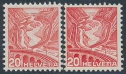 Mi 301 y I + II  1936, Freimarke 20 C rot in Type I und II mit ...