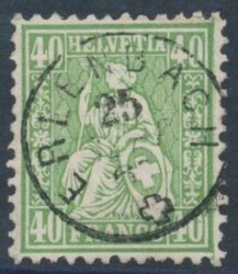 Mi 26  1862, Sitzende Helvetia: 40 C grün mit zentrischem ...