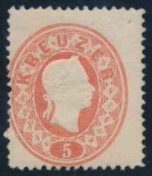 20 a  5 Kreuzer rot, farb- und prägefrische Marke mit verschobenem ...