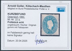 22 a  15 Kreuzer blau, ungebraucht mit frischem Originalgummi mit ...