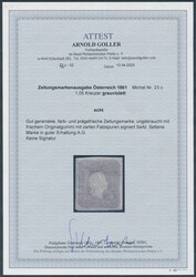 Zeitungsmarke in grauviolett  1860, Zeitungsmarke in besserer ...