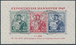 Mi Block 1a  1949, Bizone: Block Exportmesse Hannover, gestempelt. ...