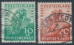 Mi 106-107  1949, Bizone: Radrennen, gestempelt. Michel 106-107