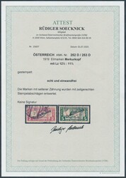 252-253 D  1919, Eilmarken zu 2 und 5 Heller je in Linienzähnung 12 ...