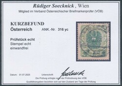 316y c  3 Kronen hellgrün/blaugrün auf grauem Papier, gestempelt, ...