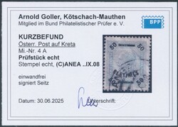 Kreta, 4 A  1903/04, Österr. Post auf Kreta: 50 C graublau, gezähnt ...