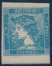 Plattenfehler  Zeitungsmarke "Blauer Merkur" in Type IIIb, hellblau ...