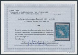 Plattenfehler  Zeitungsmarke "Blauer Merkur" in Type IIIb, hellblau ...