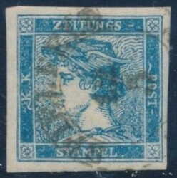 Blauer Merkur  Zeitungsmarke "Blauer Merkur" in Type IIIb, blau mit ...