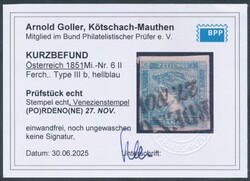 Merkur mit Venetienstempel  Zeitungsmarke "Blauer Merkur" in Type ...