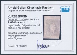 Zeitungsmarke, 23a  Zeitungsmarke 1861, 1,05 Kreuzer hellgrau, ...