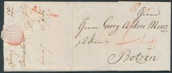 Prag-Bozen  1786, "PRAG" (Müller 1178B, 200 P.), roter Einzeiler auf ...
