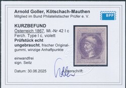 Type Ic, violett  Zeitungsmarke 1867: (1 Kreuzer) violett, grober ...