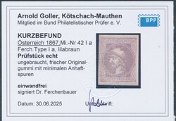 Type Ia, lilabraun  Zeitungsmarke 1867: (1 Kreuzer) lilabraun, grober ...