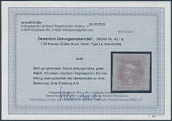 Type Ia, bräunlichlila  Zeitungsmarke 1867: (1 Kreuzer) ...