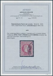 Levante 3 in LZ 9  5 Soldi zinnoberrot, feiner Druck in seltener ...