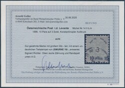 Levante, 14 II  1886, 10 Para a. 3 Soldi, sog. "Konstantinopler ...