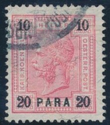 Levante, 40  1901, Levante: 20 Para auf 10 Heller mit Lackstreifen ...