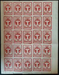 Bögen Paket-Kontrollmarken  1919, Tiroler Paket-Kontrollmarken: vier ...