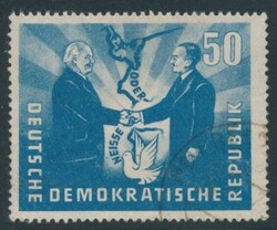 285 I1951, Deutsch-polnische Freundschaft: 50 Pf mit Plattenfehler ...