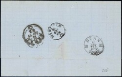 PAYERNE 1862, 10Rp blau, farbfrisch, vollrandig auf sauberem Brief, ...