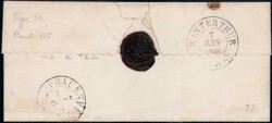 1852, Rayon II, Type 30 B/RU (Kartonpapier) auf Brief mit ...