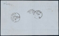 1866, 2c grau auf Drucksache mit Bahnpoststempel BERN-ROMANSHORN