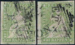 40Rp grün, 2 breitrandige Werte, Ankunftsstempel BOSTON USA26A3, ...