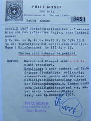 1927, Viererblockserie (3), Befund Moser