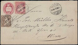 GOSSAU 1873, 5c braun + 10c rot auf 10c Tüblibrief nach ...