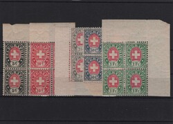 1881, Viererblockserie Telefraphenmarken (7), 20Fr 1 Marke ...