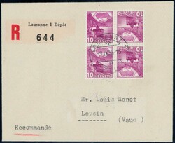 1937, 10c Kehrdruck mit Doppelprägung auf Brief von Lausanne, Attest ...