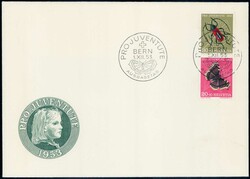 1953, 30+20c Pro Juventute auf illustr. FDC ohne Adresse, ...
