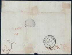 1856, 1Fr grau (2), 20Rp orange + 40Rp grün auf Brief nach USA, ...