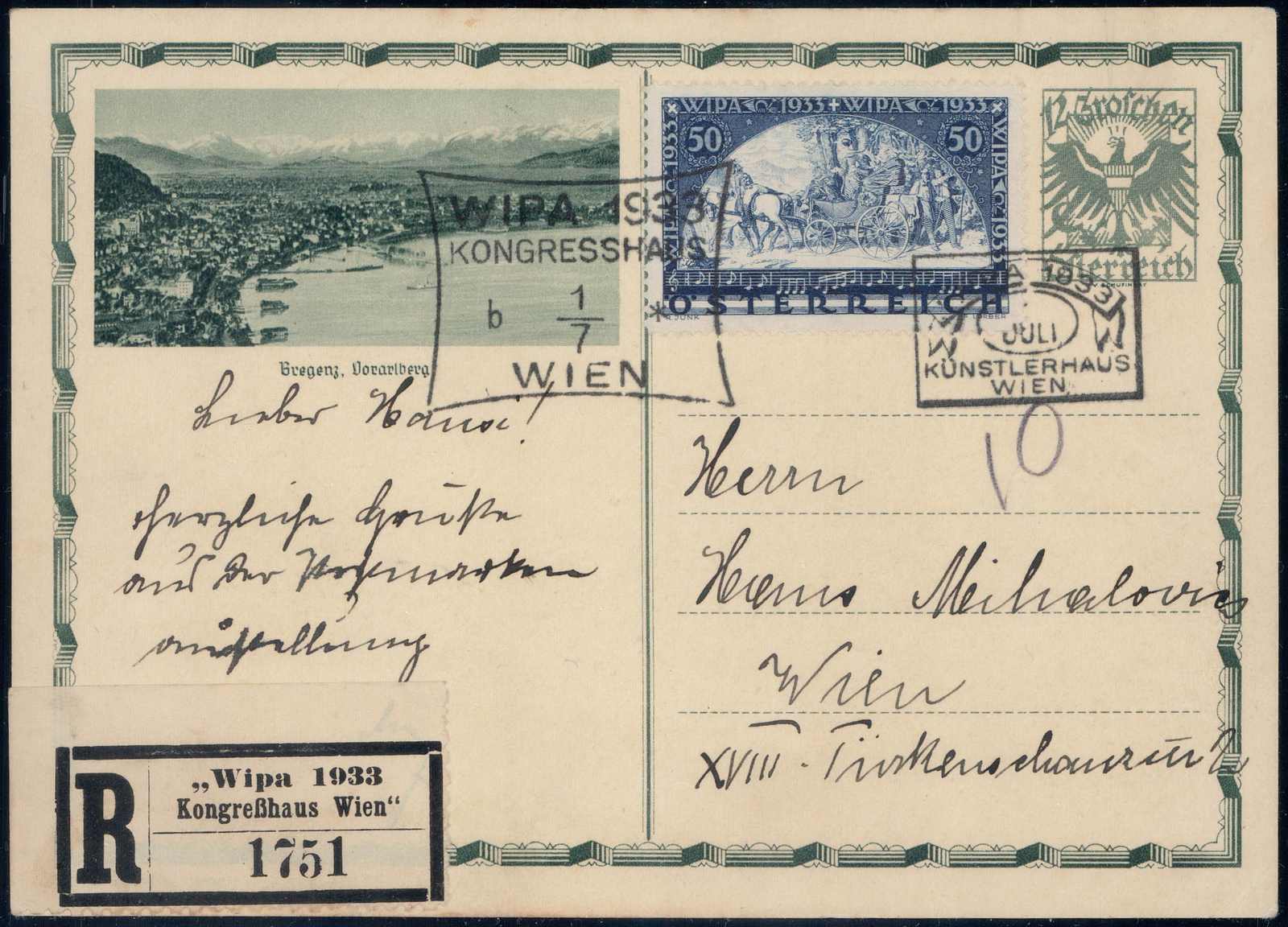 1933, 50S WIPA auf R-Ganzsache mit SonderstempelAutomatically ...