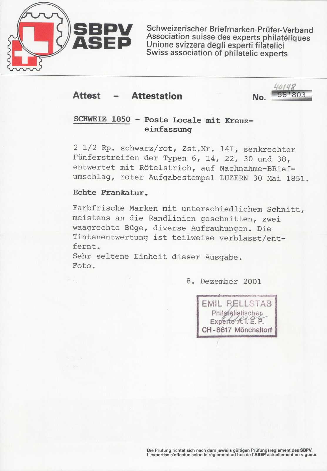 Image 2 for lot number 2547 for 16th Pilatusmail-Auktion