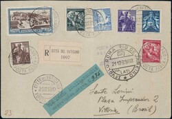 1939, Erstflug Rom-Rio de Janeiro, AK-Stempel rückseitig
