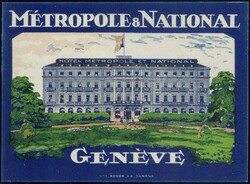 Genf Hotel Métropole + National 1905/10, Werbevignette