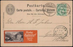 Davos-Platz Hotel Bahnhof 1904, Vignette auf Ganzsache nach ...