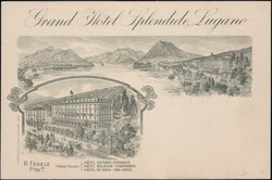Lugano Grand-Hotel Splendide, Vignette + Postkarte