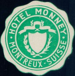 Montreux Hotel Monney 1910, Vignette + Postkarte