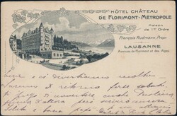 Lausanne Hotel Metropole 1913, Vignette + illustr. Postkarte
